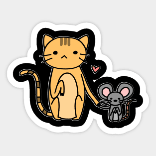 Cat and Mouse White Sticker